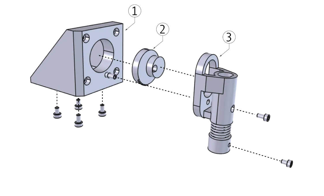 Exploded view of the pencil handler mechanism